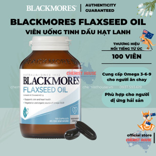 Blackmores Flaxseed Oil Viên uống tinh dầu hạt lanh 1000mg dành cho người ăn chay, dị ứng hải sản