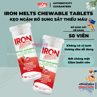 [Hàng Chuẩn ÚC] Iron Melts - Viên KẸO ngậm bổ sung sắt cho bầu và trẻ em 50 viên LOẠI KHÔNG TANH HSD Xa