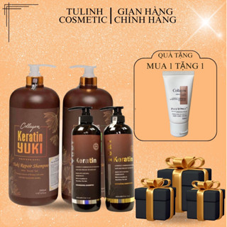 Cặp Dầu Gội Collagen Keratin YUKI 800ml - 2000ml