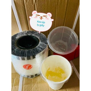 Combo 12 cuộn màng dán ly dùng cho ly giấy và ly PP. Loại 2400 ly dung tích từ 700ml trở xuống.
