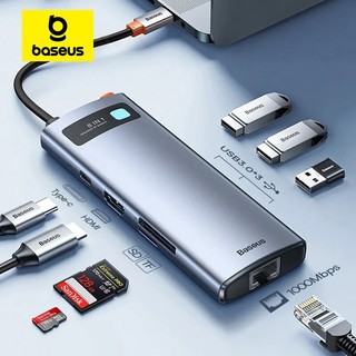 Chia Cổng Baseus 8 in 1 USB C Hub Type C sang Cổng Ethernet 4K HDMI PD 100W cho Dell USB 3.0 Xiaomi Samsung
