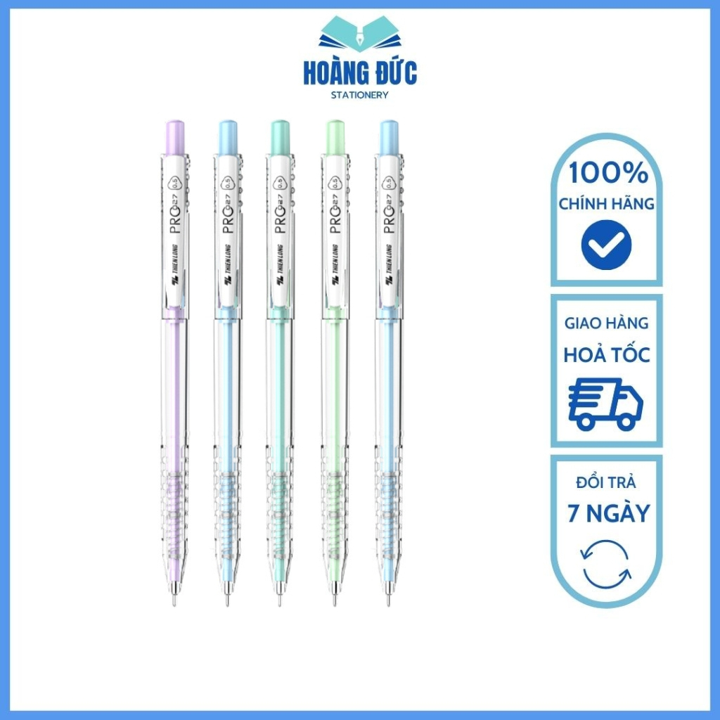 Bút bi màu pastel PRO 027 Thiên Long TL-105, ngòi 0.5mm, mực xanh - Hoàng Đức