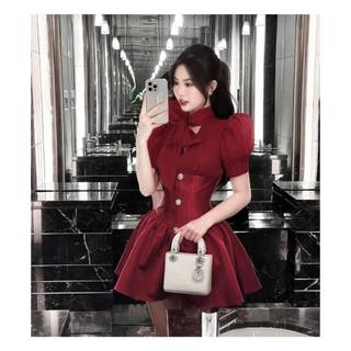🌷Đầm đen phối tafta đính đá đỏ.đen
