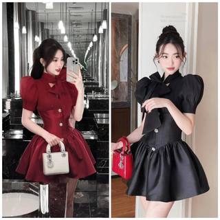 🌷Đầm đen phối tafta đính đá đỏ.đen
