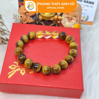 Vòng tay mắt hổ vàng tam hợp hợi mão mùi đã khai quang - chất liệu mắt hổ - may mắn tài lộc