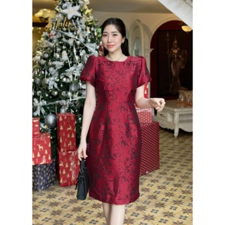  Váy nữ đầm dự tiệc TIFALU dáng ôm chất tafta gấm đỏ - ZOL210RED 