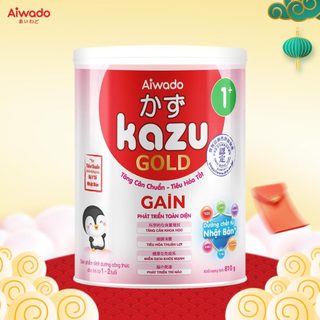 Sữa bột Aiwado Kazu Gain Gold 1+ 810 gram  - Số 1 Sữa Mát Tăng Cân giúp bé Mát Bụng, Tăng Cân Nhanh