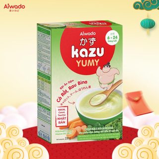 Bột ăn dặm Aiwado Kazu Yumy Cà rốt cải xoăn hộp 200 gram - Hương vị tự nhiên, thơm ngon tuyệt đỉnh