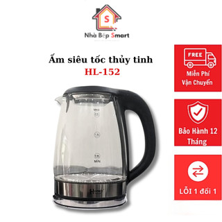 Ấm siêu tốc thủy tinh Homely HL152, công suất 1500W, dung tích 1.8L, đun sôi nhanh, an toàn, bảo hành 12 tháng