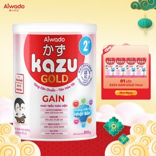 Sữa bột Aiwado Kazu Gain Gold 2+ 810 gram  - Số 1 Sữa Mát Tăng Cân giúp bé Mát Bụng, Tăng Cân Nhanh