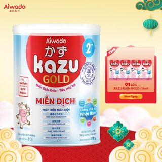 Sữa bột Aiwado Kazu Miễn Dịch Gold 2+ 810 gram  - Sữa mát miễn dịch giúp bé Miễn Dịch khỏe