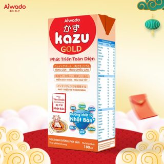 Sữa bột pha sẵn Aiwado Kazu Gold Phát triển toàn diện  thùng 48 hộp 180ml  - Sữa mát giúp bé phát triển toàn diện