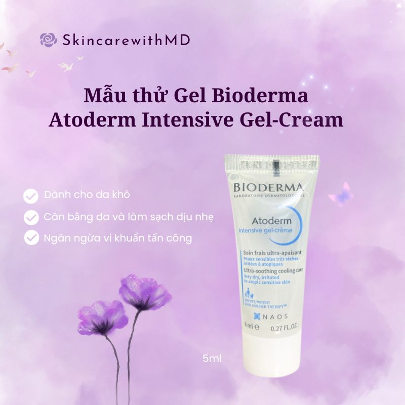 {CHÍNH HÃNG} Mẫu thử Gel dưỡng Bioderma Atoderm Intensive Gel-Cream nhẹ dịu cho da khô 5ml