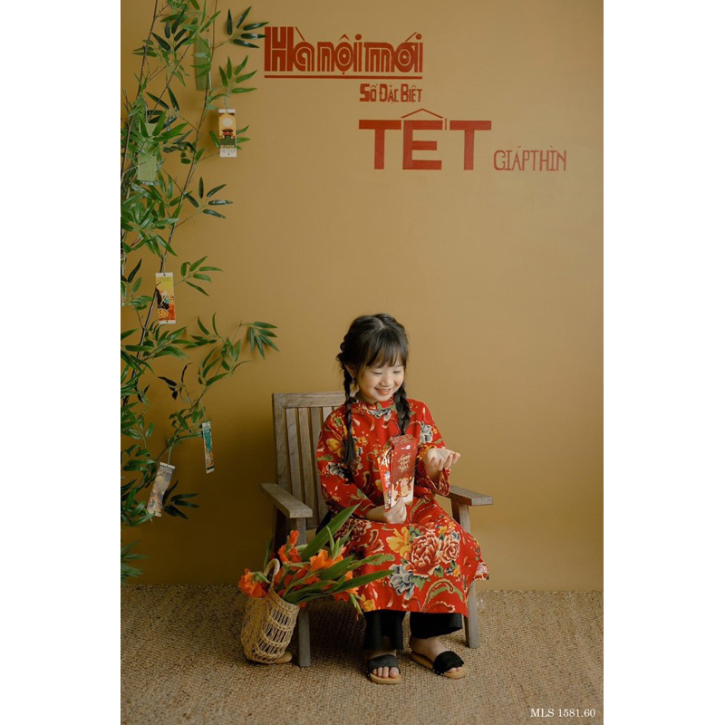 Áo dài tết. Áo dài cách tân chăn con công hot trend hàng cao cấp có size đại cho bé gái (10-45kg) - M8819 | TATA KIDS