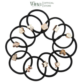Set 10 Thun Cột Tóc Màu Đen Đính Đá DTC-54 | Wina