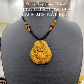 Mặt dây chuyền di lặc đá mắt hổ nguyên khối phong thuỷ