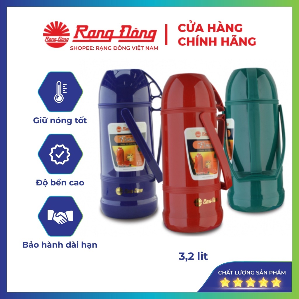 Phích nước rạng đông 3.2 lít, bình thuỷ giữ nhiệt đựng nước nóng,Model RD 3245 N1.E