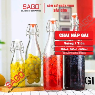 Chai Thủy Tinh 250ml , 500ml , 1000ml  Nắp Gài