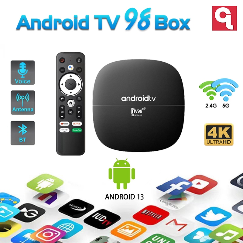 Android TV Box TV98 8k wifi TV Box Bluetooth điều khiển từ xa bằng giọng nói hai tần số điều khiển bằng giọng nói