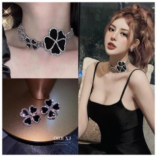 Set bông tai + cổ hoa đá Mai Phuong Bui sang chảnh
