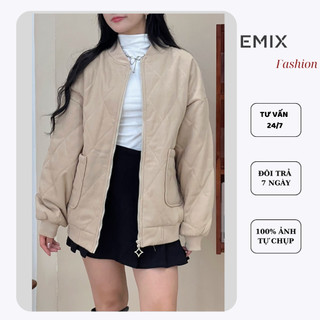 Áo khoác bomber trần trám EMIX form rộng dài aobombertram1620/P13K5