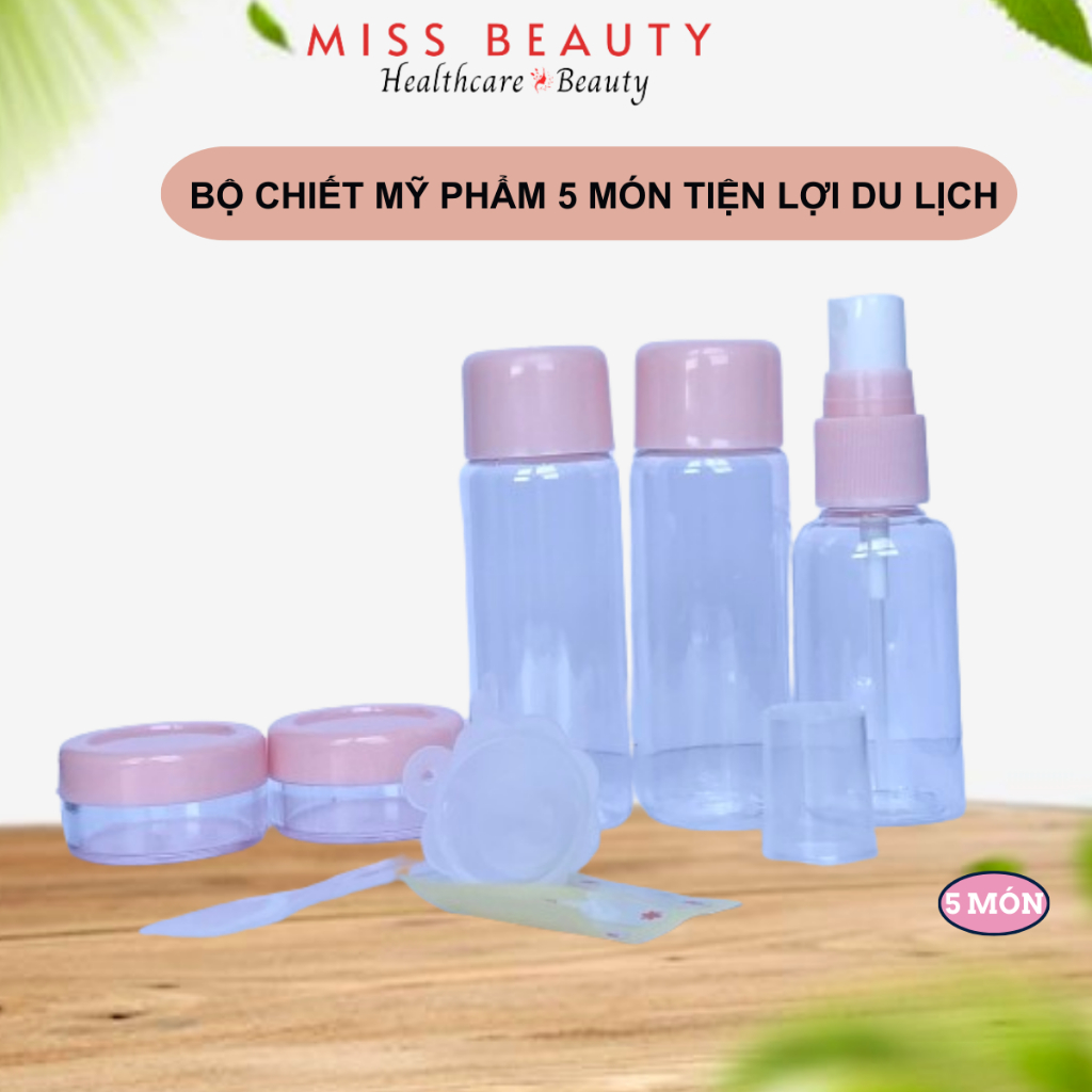 Bộ chiết mỹ phẩm Beiyin mini 5 món tặng kèm túi zip siêu xinh siêu tiện lợi