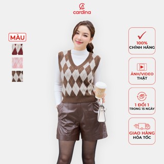 Áo gile nữ CARDINA chất liệu len lông thỏ họa tiết kẻ trám phom ôm vừa tôn dáng trẻ trung năng động 3ALS02