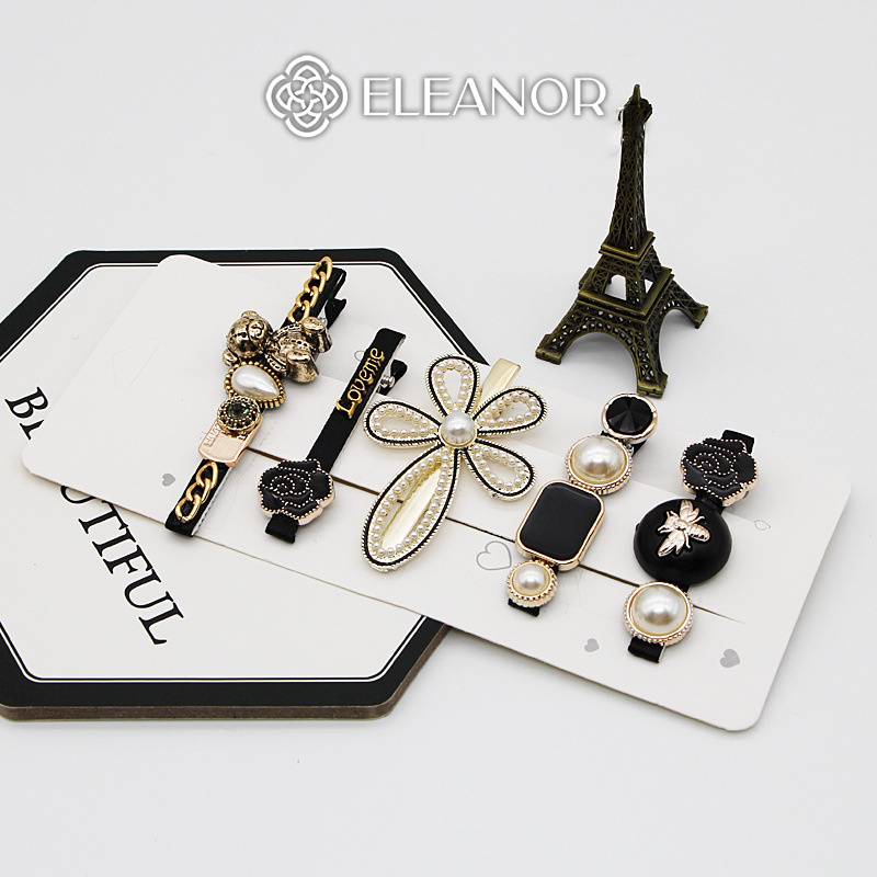 Set kẹp tóc mái nữ Eleanor Accessories nhiều họa tiết dễ thương phụ kiện tóc 5143