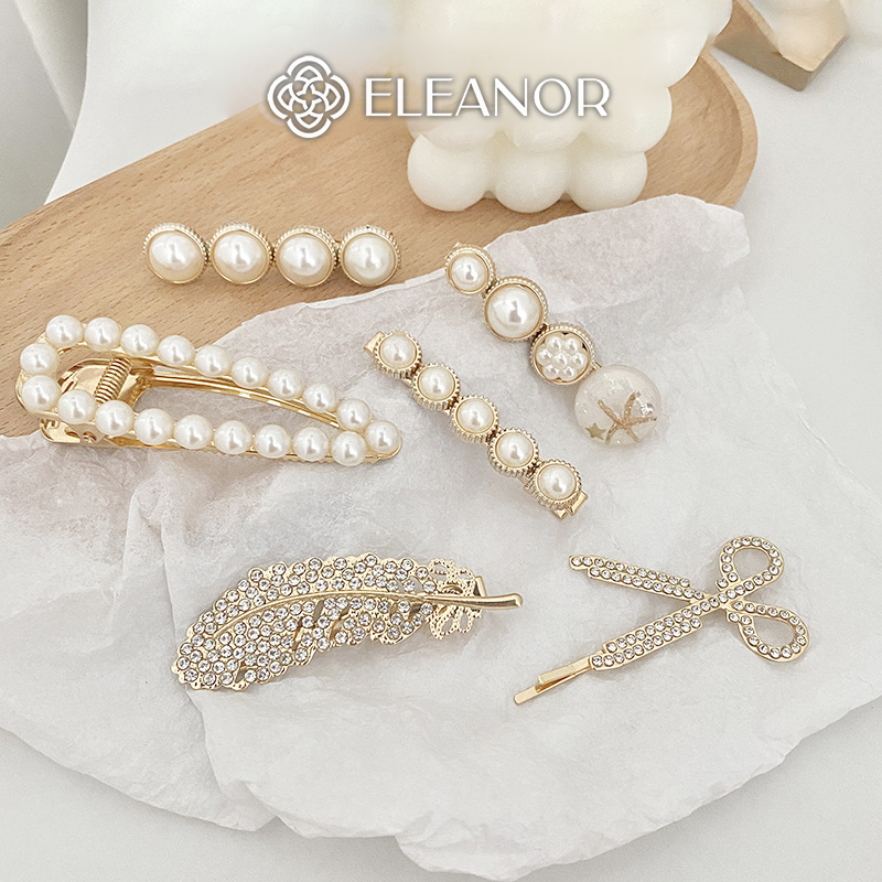 Set kẹp tóc mái nữ Eleanor Accessories đa dạng họa tiết đính đá ngọc trai nhân tạo phụ kiện tóc 5780