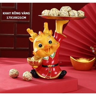 Khay hình Rồng vàng, bình hoa hình Rồng vàng
