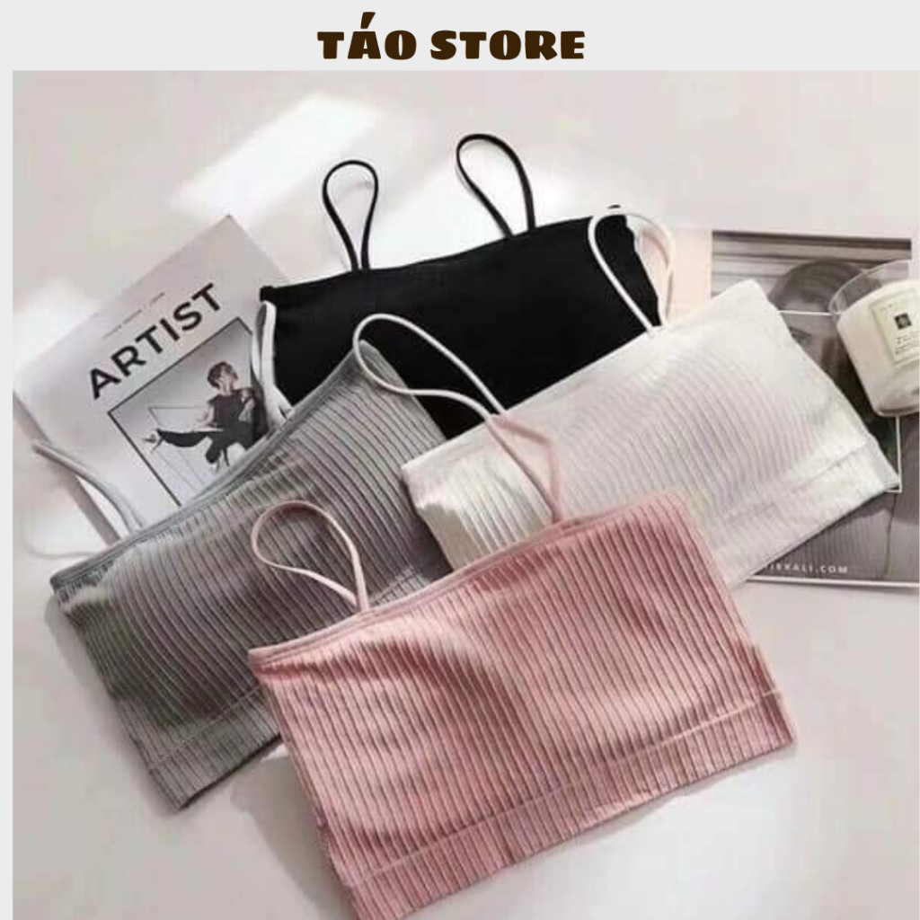 Áo Bra Len Tăm 2 Dây Chất Cotton Co Giãn Thoải Mái Dưới 58kg 809 [Br09 ]