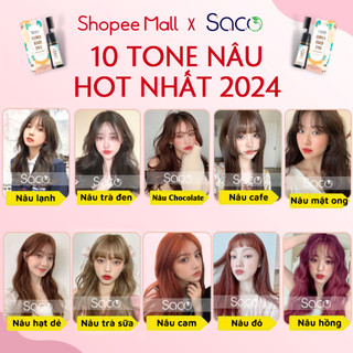 10 tone màu nâu hot nhất 2023, nâu lạnh, nâu trà sữa, nâu đỏ, nâu tây, nâu trà đen, nâu cam, nâu hạt dẻ chính hãng saco