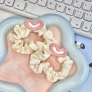 Dây Cột Tóc Màu Kem Đính Charm Hình Trái Tìm Hồng Dễ Thương Phong Cách Hàn Quốc