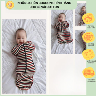 Nhộng chũn Cocoon chính hãng cho bé vải cotton, Nhộng chũn giúp bé ngủ ngon giấc co dãn 4 chiều