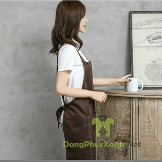 Tạp dề Nâu chữ H vải kaki dành cho nam nữ phục vụ, pha chế - TDHNK65