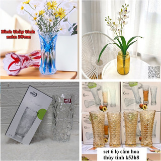 Bình cắm hoa del hp 122 trắng 18cm - họa tiết 25cm - bắc âu vàng 18cm - set 6 lọ 15cm