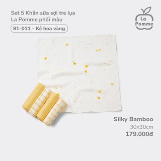 SET 2 KHĂN SỮA + 1 Khăn Đa Năng SỢI TRE LỤA LA POMME (30x30CM)