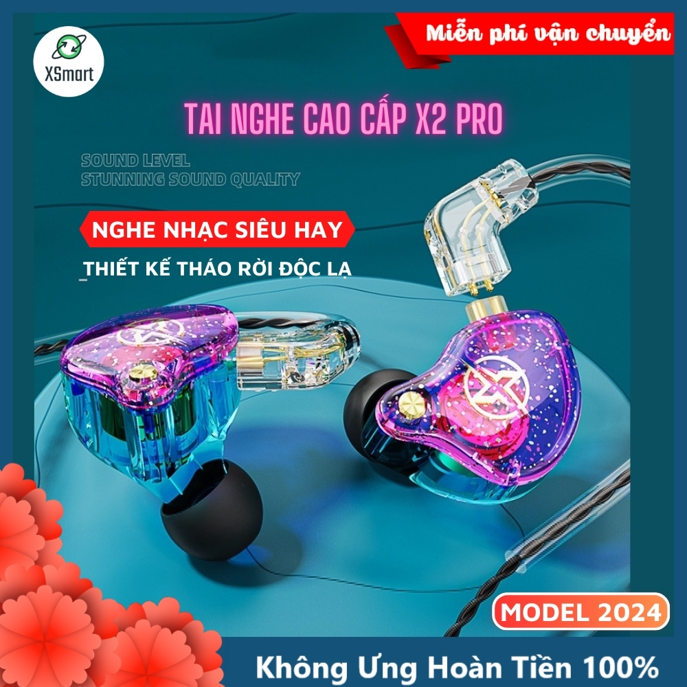 Tai Nghe Gaming Nhét Tai Chống Ồn Cực Tốt X2 Pro Âm Bass Siêu Khủng, Có Mic, jack Cắm 3.5mm Dành Cho Điện Thoại, PC