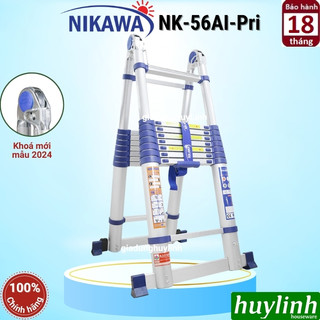 Thang nhôm rút đôi chữ A Nikawa NK-56AI PRI - 5.6 mét - Có bánh xe [Mẫu mới 2024]