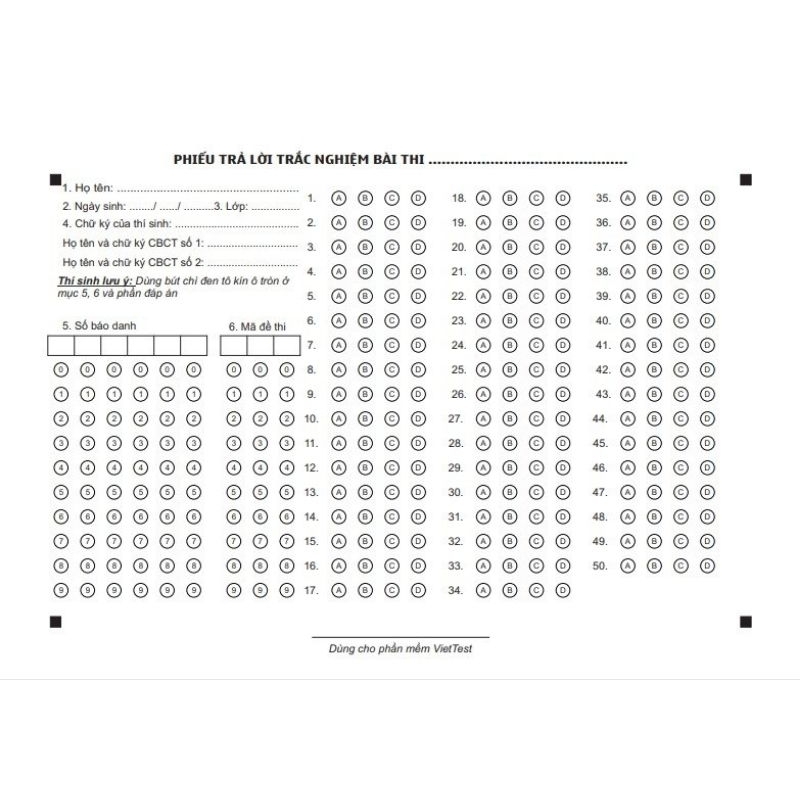 100 Tờ Giấy Trắc Nghiệm A5