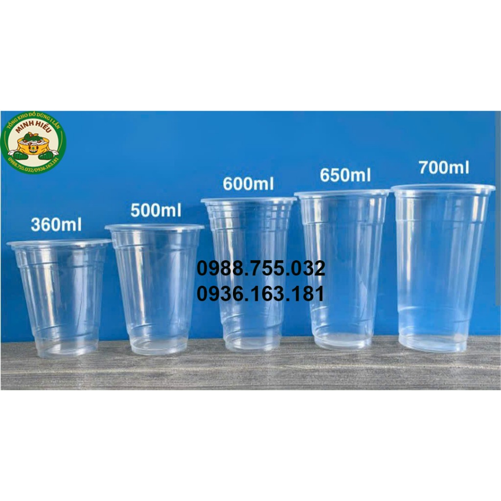 50 Cốc nhựa ( Ly nhựa ) PET nắp cầu 350ml - 500ml