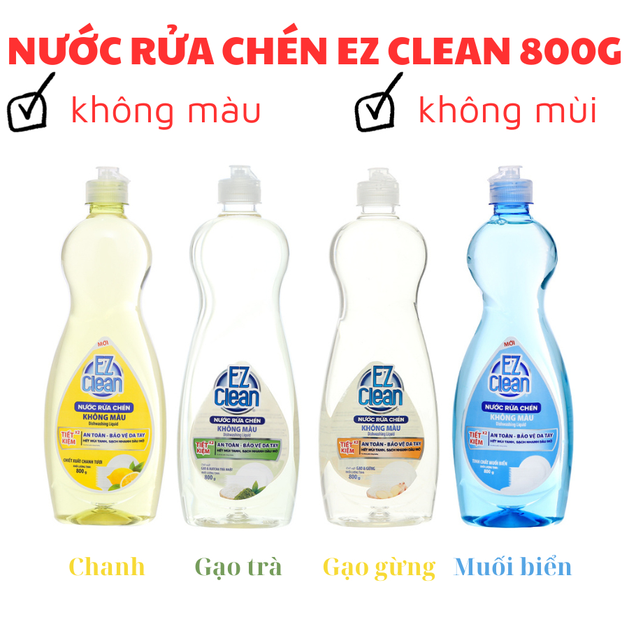 Nước rửa chén Ez Clean chai 800g