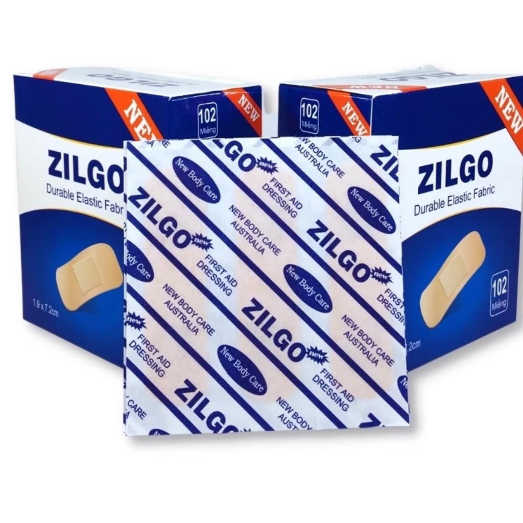 Băng Gâu ZILGO Hộp 102 Miếng và Hộp 30 Miếng Dán Vết Thương - Băng Y Tế Sơ Cứu Vết Thương