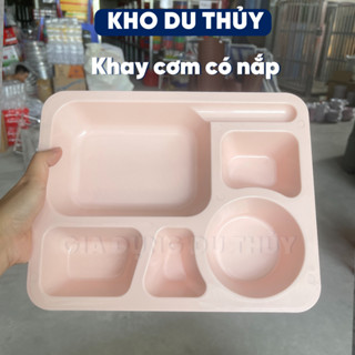  Khay cơm có nắp đậy nhiều ngăn đựng cơm canh chất liệu nhựa PP an toàn chịu nhiệt nắp đậy vệ sinh 2 size 
