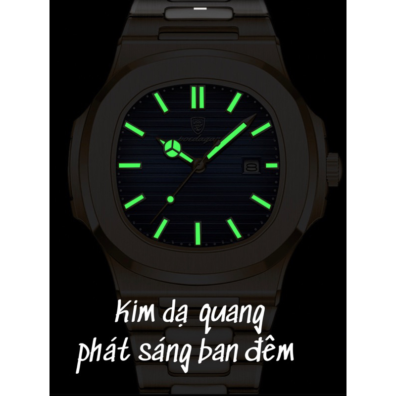 Đồng hồ nam chính hãng POEDAGAR 613 cao cấp dây kim loại bạc kim dạ quang phát sáng chống nước tốt | BigBuy360 - bigbuy360.vn