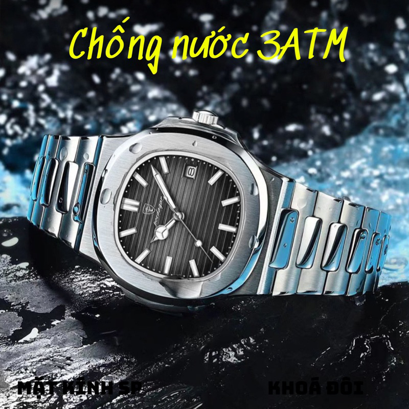 Đồng hồ nam chính hãng POEDAGAR 613 cao cấp dây kim loại bạc kim dạ quang phát sáng chống nước tốt | BigBuy360 - bigbuy360.vn