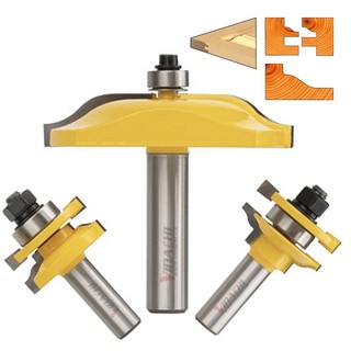Mũi Phay Gỗ Làm Tủ Bếp 1704 - Bộ 3 Mũi Làm Tủ Bếp Vàng 1704 chuyên dùng để làm mộng tủ bếp và huỳnh ván tủ