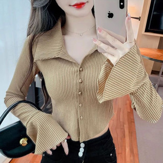 Áo len gân kiểu cổ bẻ/Áo kiểu công sở hàng QCCC
