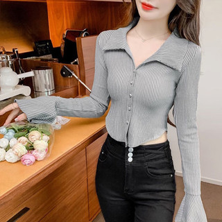 Áo len gân kiểu cổ bẻ/Áo kiểu công sở hàng QCCC