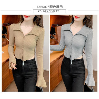 Áo len gân kiểu cổ bẻ/Áo kiểu công sở hàng QCCC